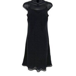 Ann Taylor Loft Black White Polka Dot Sleeveless Midi Slip Dress Size 2 EUC